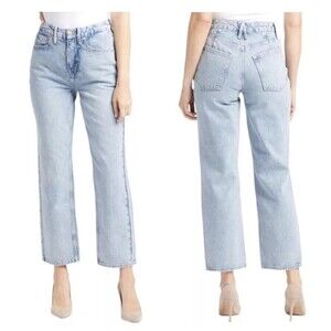 Good American 90s Duster High Rise Straight Leg Relaxed Jeans Revolve 8/29 NWT